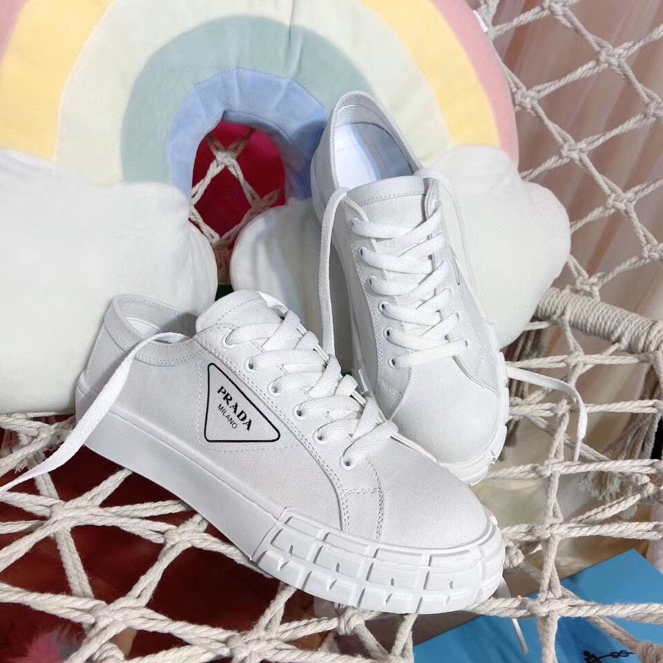 Prada White Gabardine Fabric Sneakers