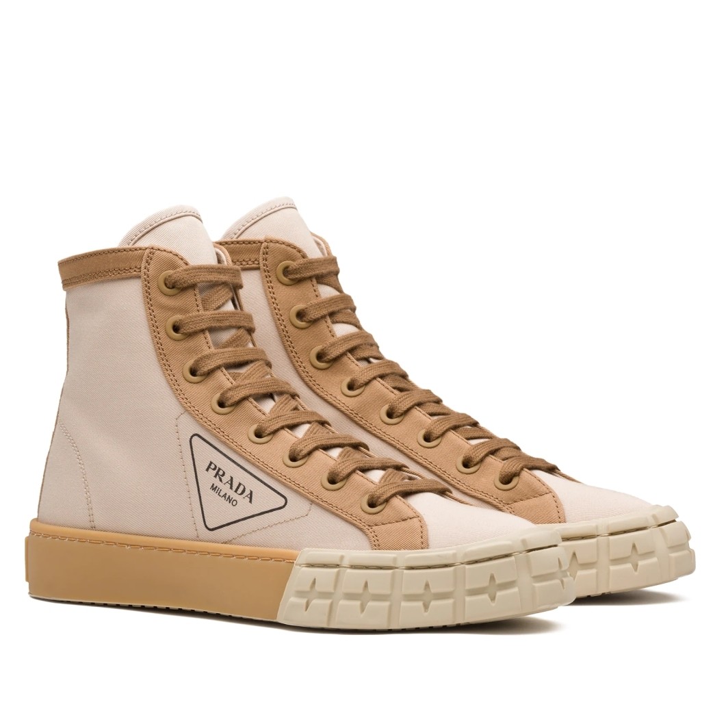 Prada Beige/Tan Gabardine High-top Sneakers