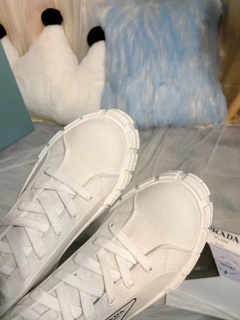 Prada White Cotton Canvas High-top Sneakers