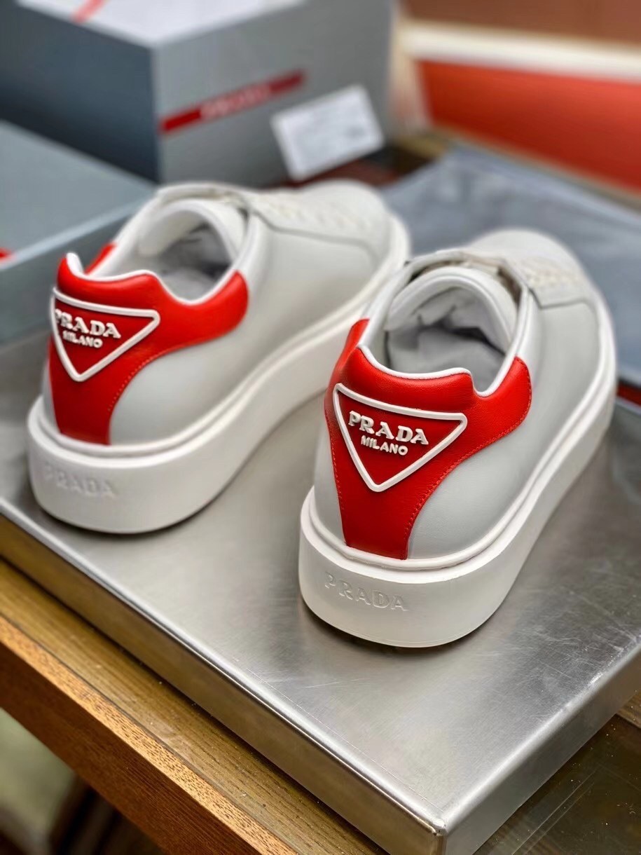 Prada Women's Sneakers With Red Triangle Logo Heel