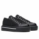 Prada Women's Macro Sneakers In Black Re-Nylon And Leather