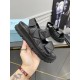 Prada Padded Sandals In Black Nappa Leather