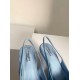 Prada Slingback Pumps In Light Blue Brushed Leather