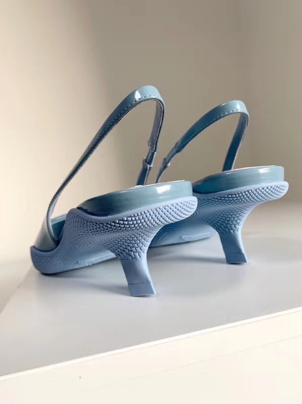 Prada Slingback Pumps In Light Blue Brushed Leather