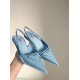 Prada Slingback Pumps In Light Blue Brushed Leather