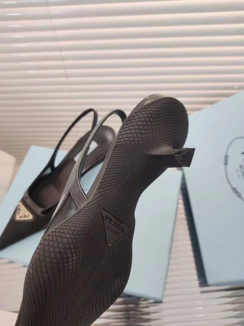 Prada Slingback Pumps In Mesh Fabric