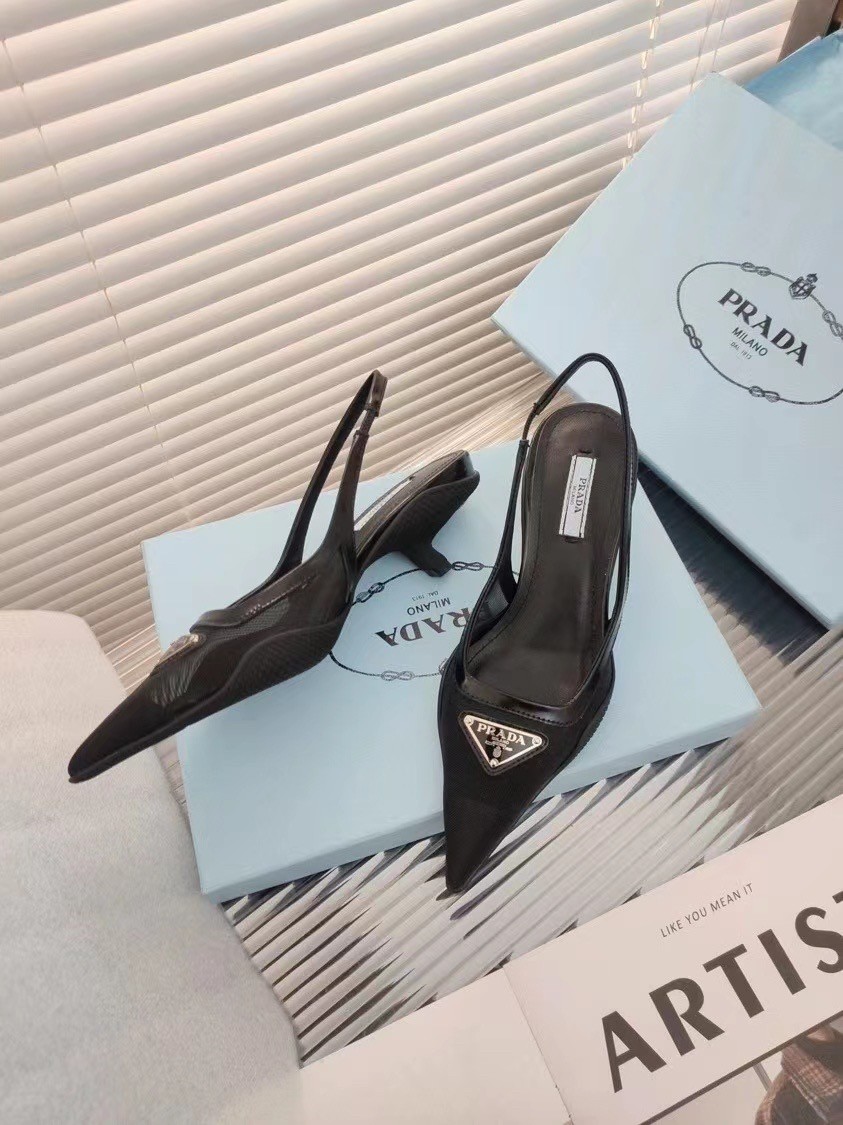 Prada Slingback Pumps In Mesh Fabric