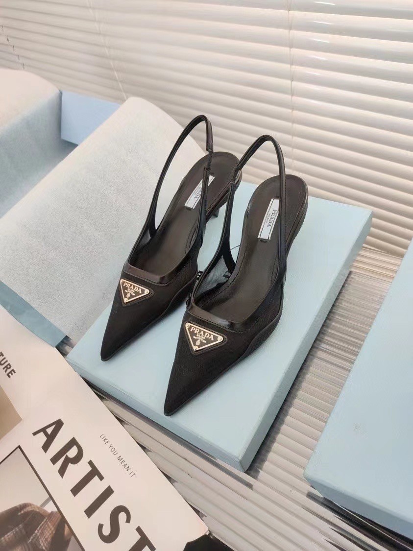 Prada Slingback Pumps In Mesh Fabric