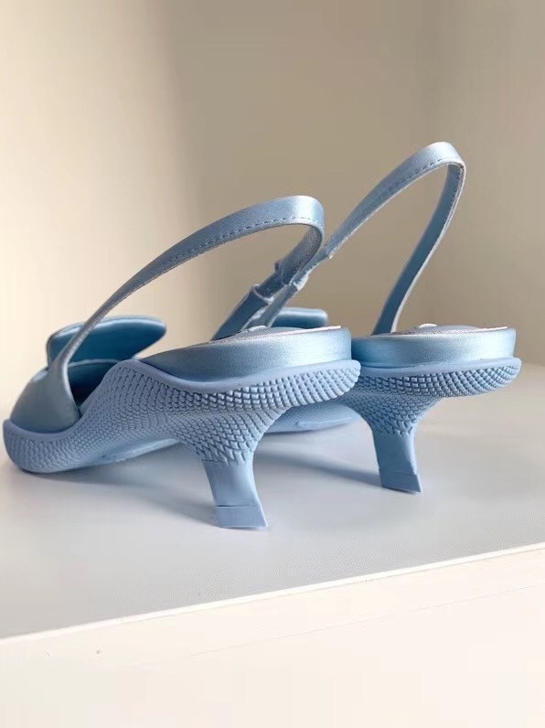 Prada Gabardine Slingback Pumps In Light Blue Nylon