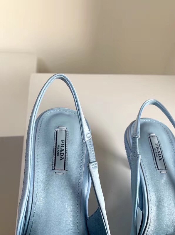 Prada Gabardine Slingback Pumps In Light Blue Nylon