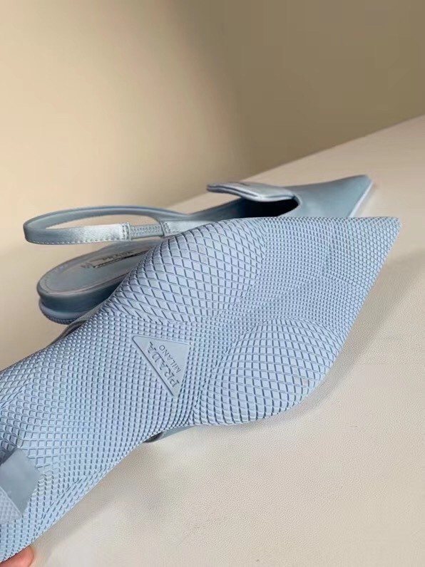 Prada Gabardine Slingback Pumps In Light Blue Nylon