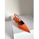 Prada Gabardine Slingback Pumps In Orange Nylon