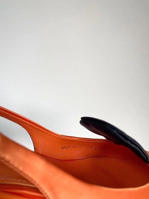 Prada Gabardine Slingback Pumps In Orange Nylon