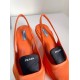 Prada Gabardine Slingback Pumps In Orange Nylon