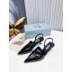 Prada Slingback Pumps 55MM In Black Brushed Leather