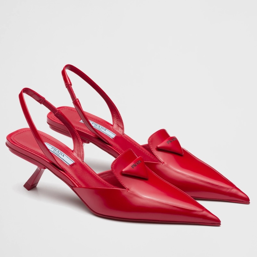 Prada Slingback Pumps 55MM In Red Brushed Leather