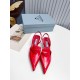 Prada Slingback Pumps 55MM In Red Brushed Leather