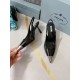 Prada Slingback Pumps 75MM In Black Brushed Leather