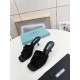 Prada Black Satin Heeled Sandals with Crystals