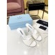 Prada Heeled Sandals 75mm in White Brushed Leather