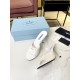 Prada Heeled Sandals 75mm in White Brushed Leather