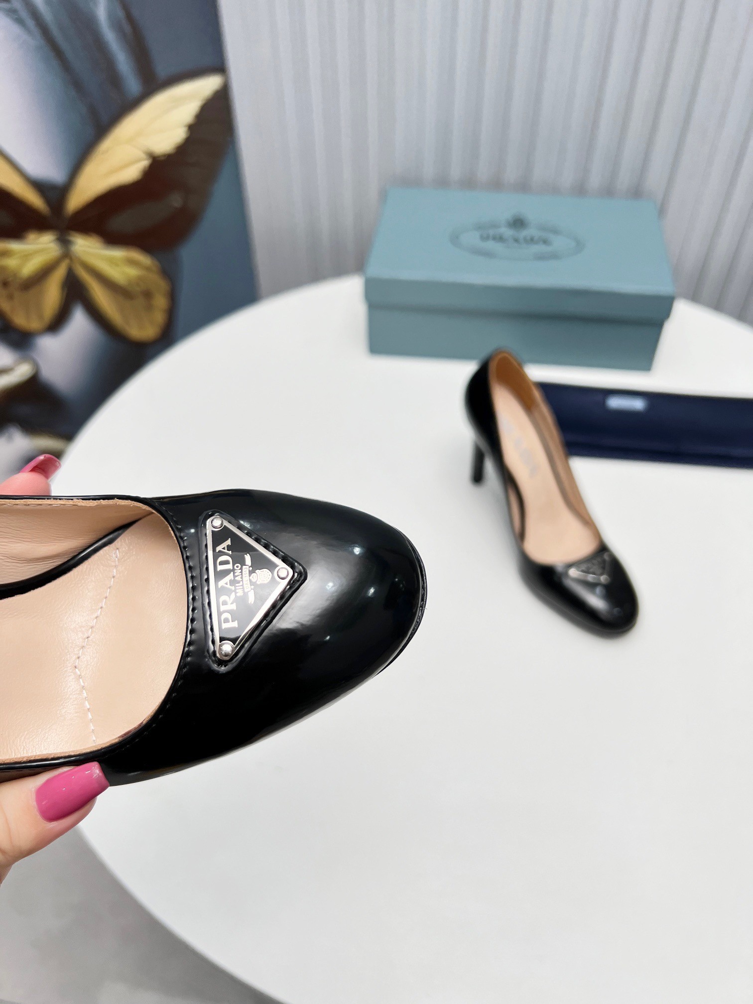 Prada Pumps 85mm In Black Patent Leather