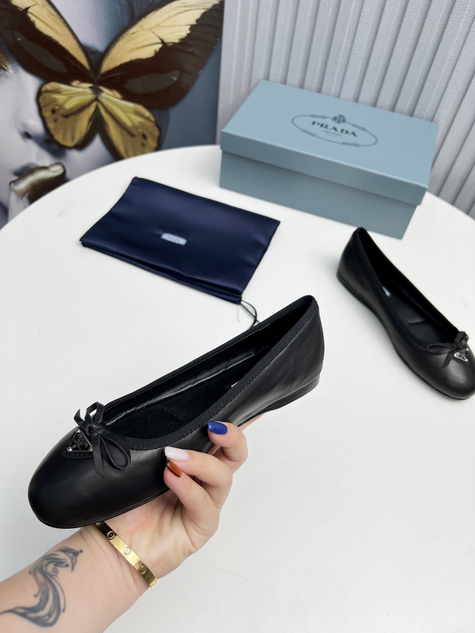 Prada Ballerinas in Black Nappa Leather