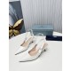 Prada Slingbacks Pumps 45mm In White Patent Leather