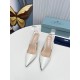 Prada Slingbacks Pumps 95mm In White Patent Leather