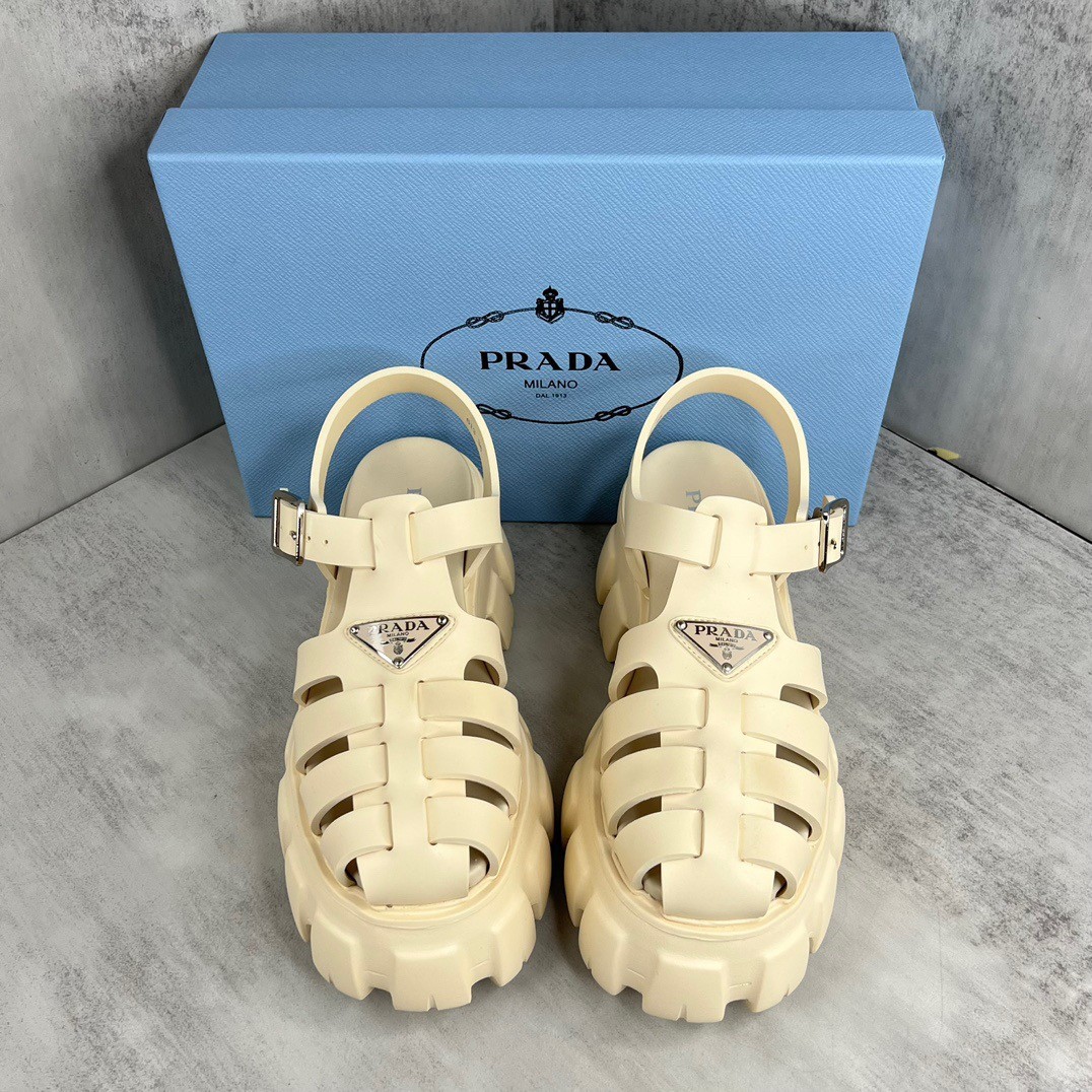 Prada Foam Sandals in Quartz Rubber