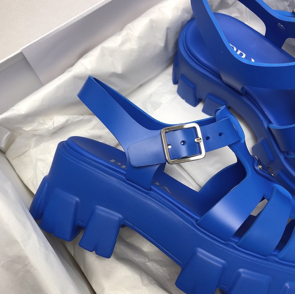 Prada Foam Sandals in Blue Rubber