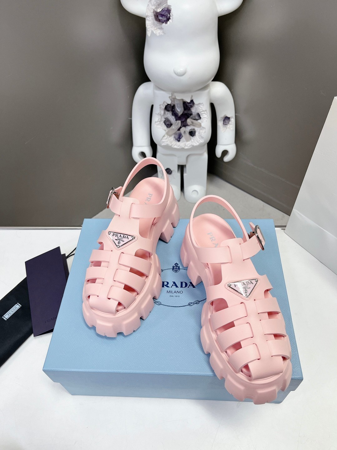 Prada Foam Sandals in Light Pink Rubber