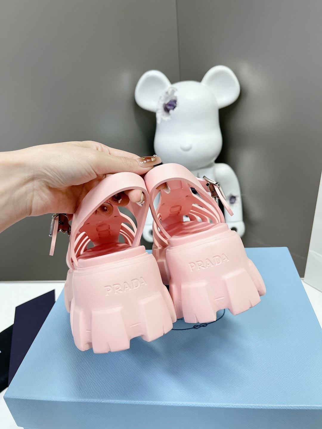 Prada Foam Sandals in Light Pink Rubber