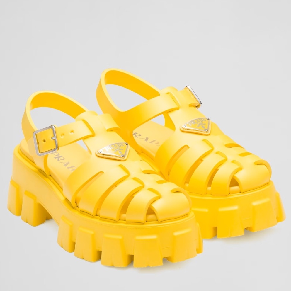 Prada Foam Sandals in Yellow Rubber