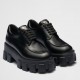 Prada Monolith Lace-up Shoes in Black Brushed Leather