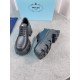 Prada Monolith Lace-up Shoes in Black Brushed Leather