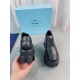 Prada Monolith Lace-up Shoes in Black Brushed Leather