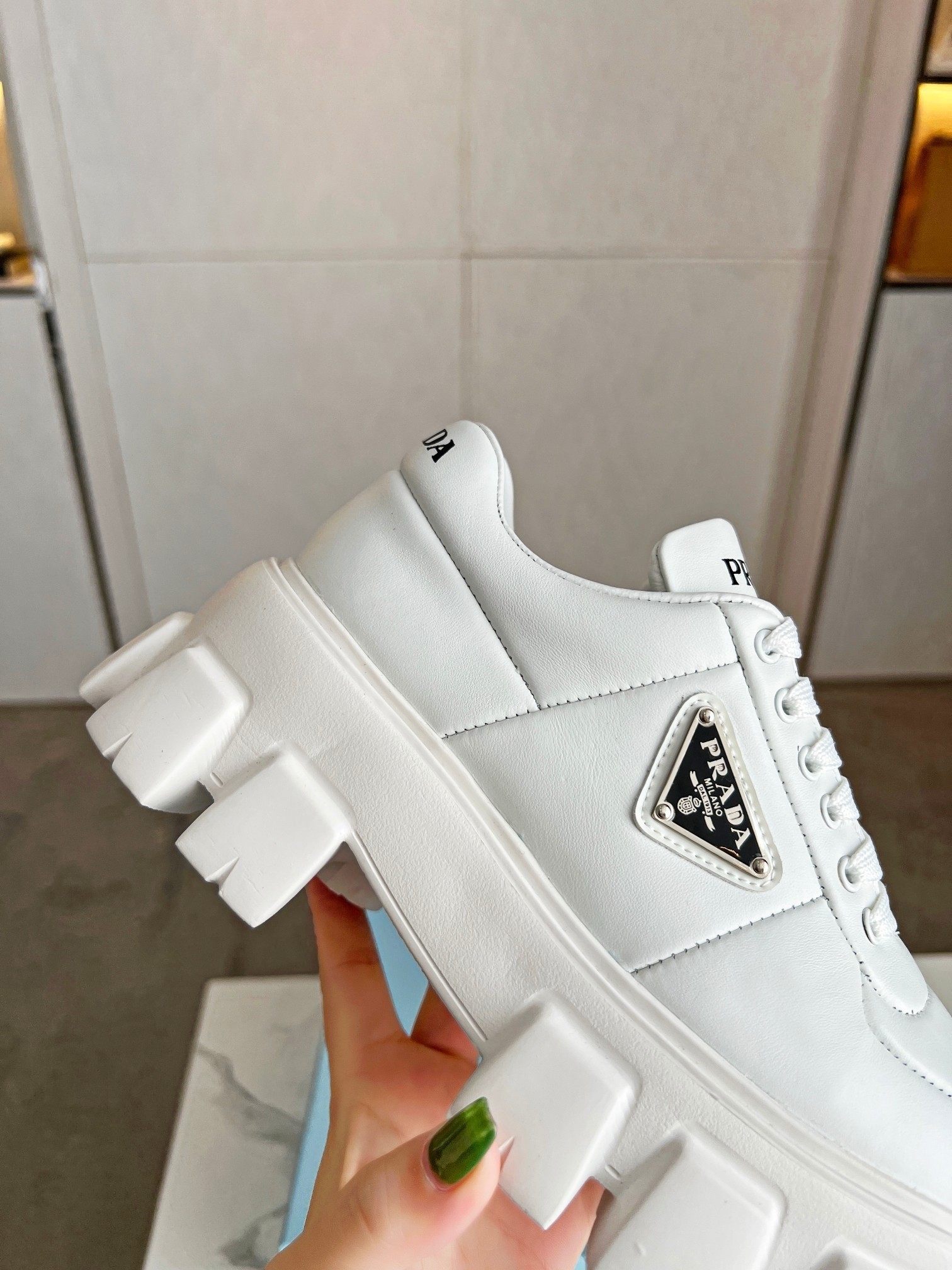 Prada Women's Sneakers in White Padded Nappa Leather