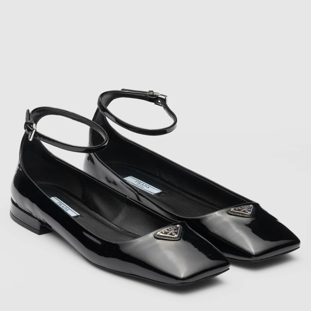 Prada Ballerinas In Black Patent Leather