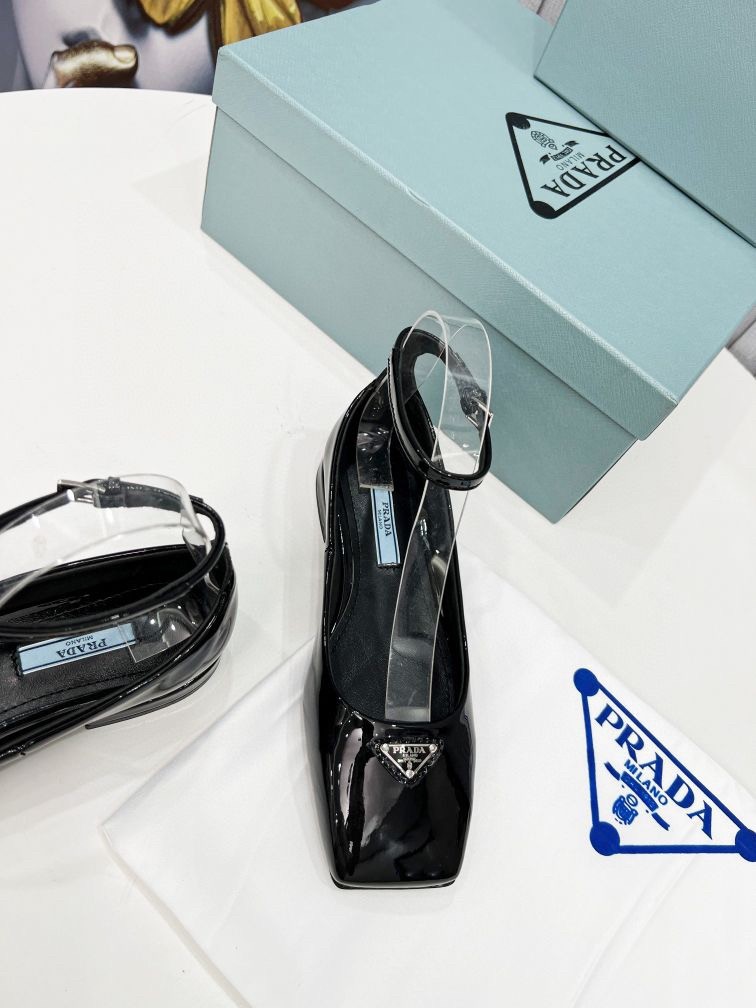 Prada Ballerinas In Black Patent Leather