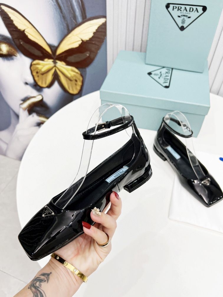 Prada Ballerinas In Black Patent Leather