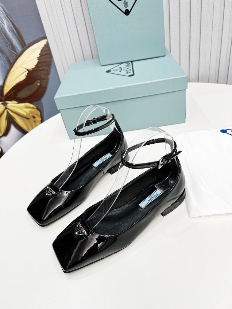 Prada Ballerinas In Black Patent Leather