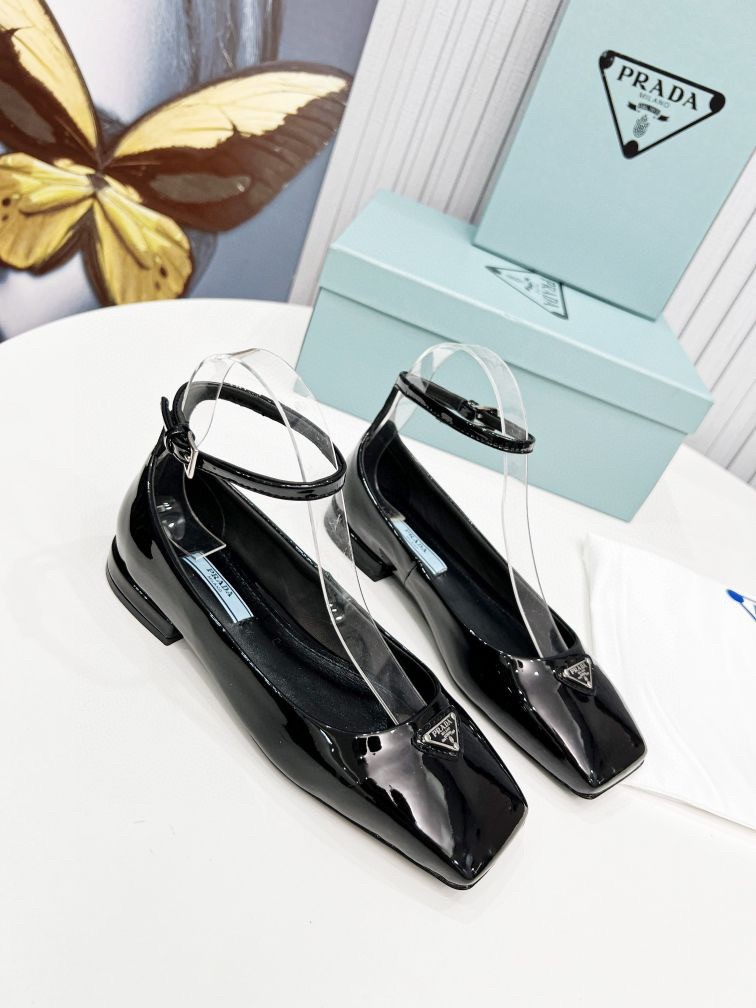 Prada Ballerinas In Black Patent Leather