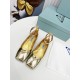 Prada Ballerinas In Gold Metallic Leather