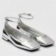 Prada Ballerinas In Silver Metallic Leather