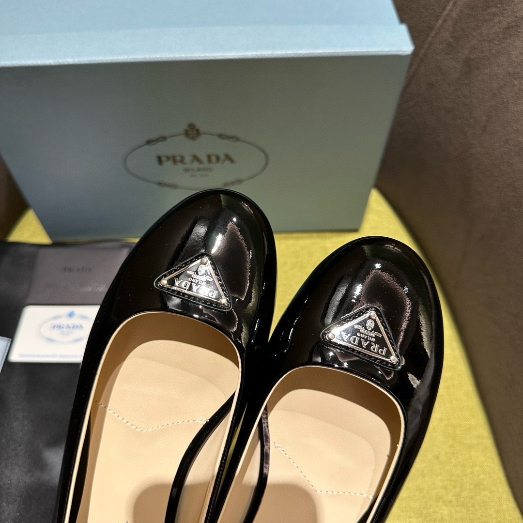 Prada Ballerinas in Black Patent Leather