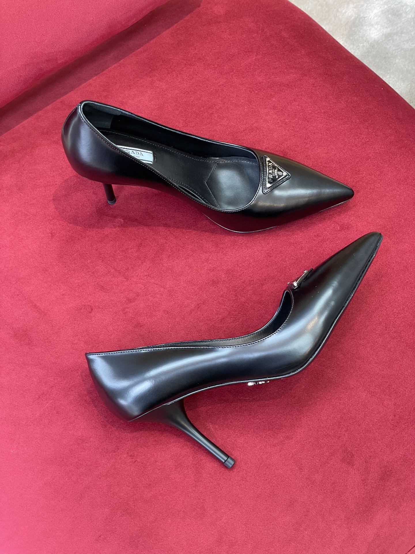 Prada Pumps 85mm In Black Brushed Leather