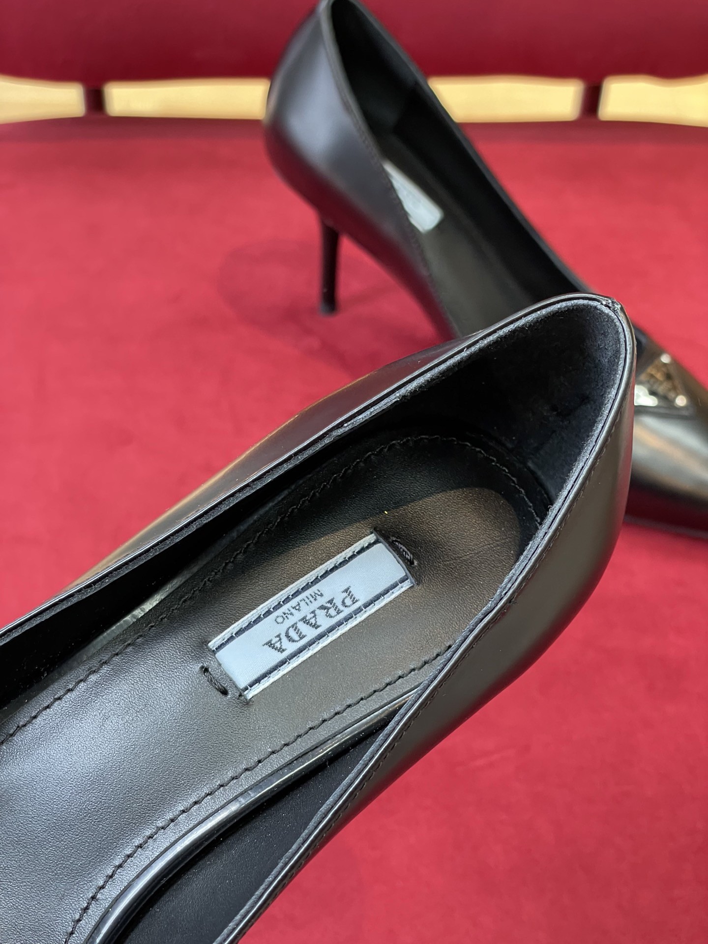 Prada Pumps 85mm In Black Brushed Leather