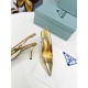 Prada Slingbacks Pumps 85mm In Gold Metallic Leather