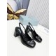 Prada Slingbacks Pumps 75mm In Black Patent Leather